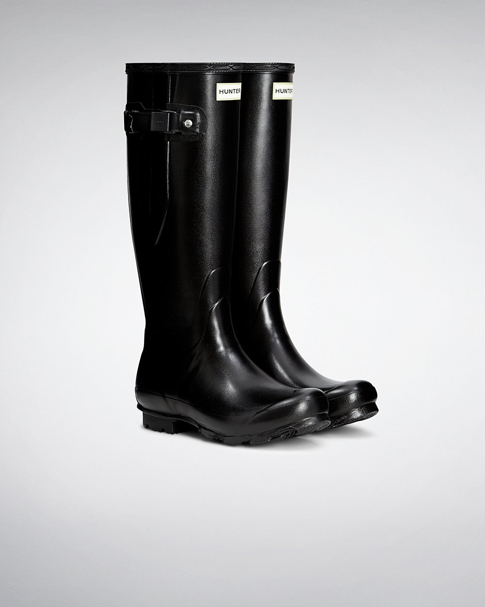 Hunter Norris Field Side Adjustable Tall Rain Boots - Clearance Sale Womens Black - HFULKP701